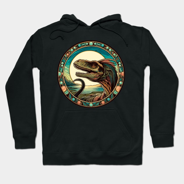 Dilophosaurus Art Noveau Dinosaur Hoodie by RCDBerlin